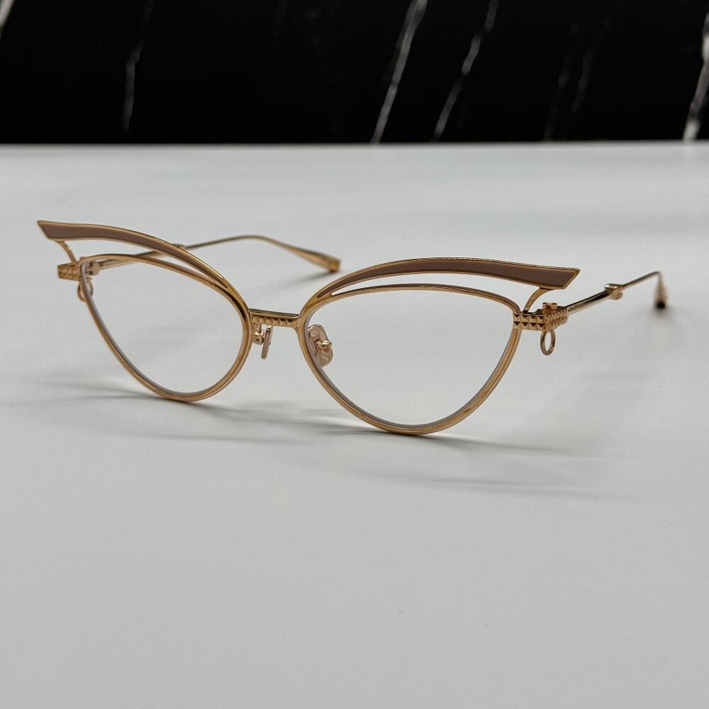 NEW VALENTINO GLASSLINER  VLX-118F CAT EYE GOLD EYEGLASSES WITH CHAIN